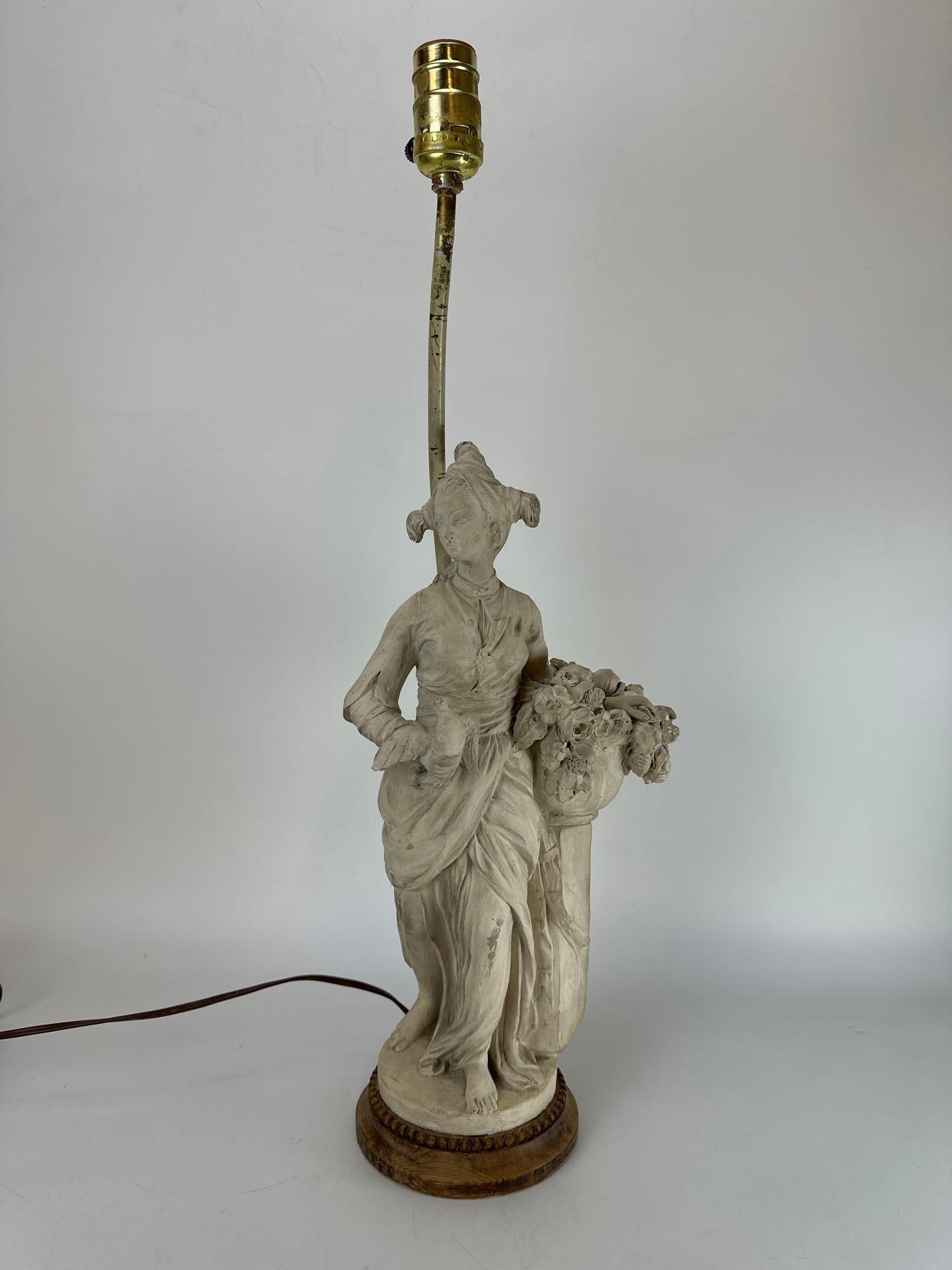 ANTIQUE 19TH CENTURY NEOCLASSICAL FIGURAL TABLE LAMP: Antique 19th-century French Neoclassical style figural table lamp Approximate Dimensions: 8” x 6” x 23” Artist or Maker: Unknown Provenance: A New York Colle