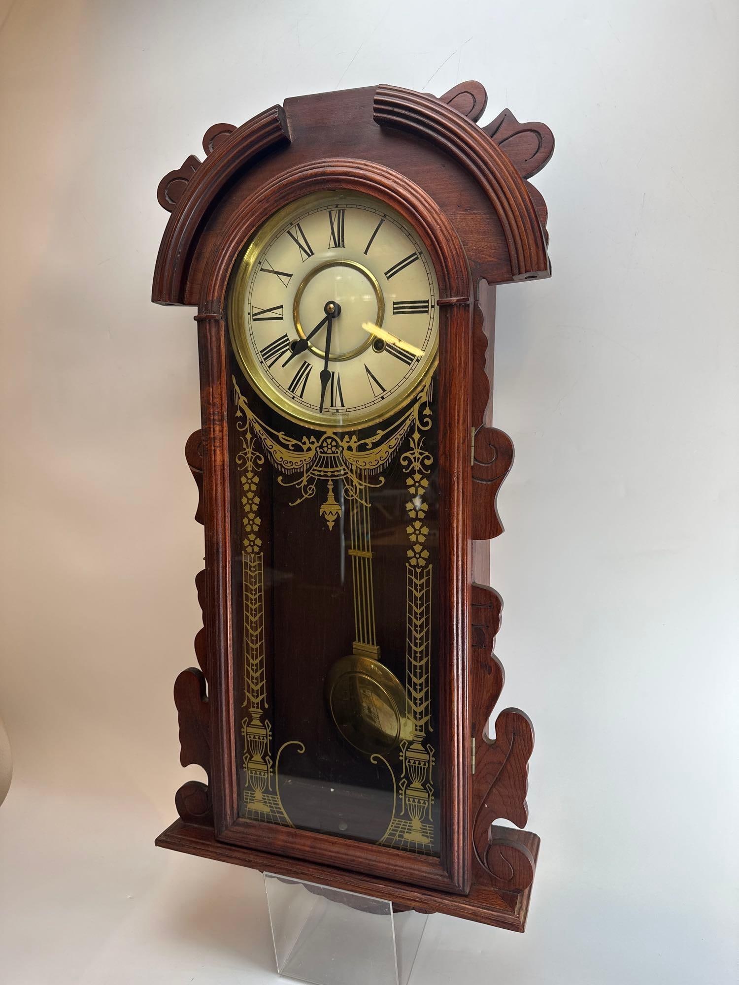 WALNUT REGULATOR WALL CLOCK - 2