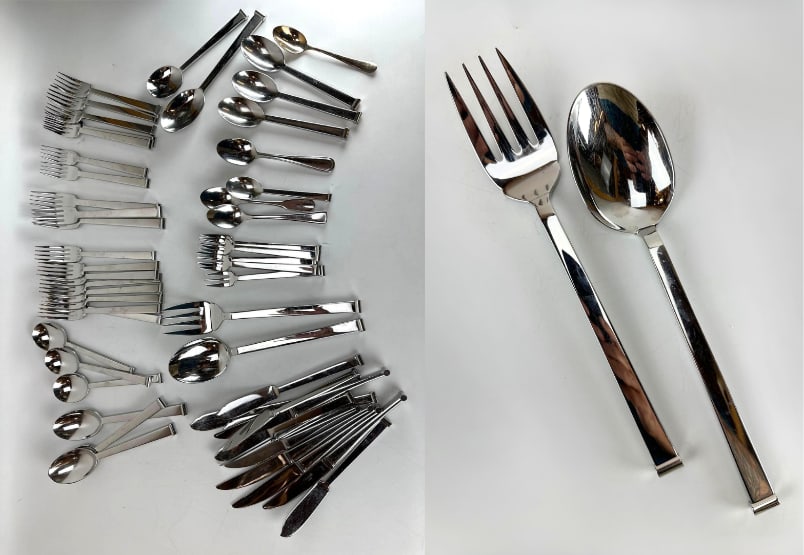 MAISON CHRISTOFLE PARIS "RUBANS" PATTERN SILVER-PLATED FLATWARE SERVICE COLLECTION (1 of 8)