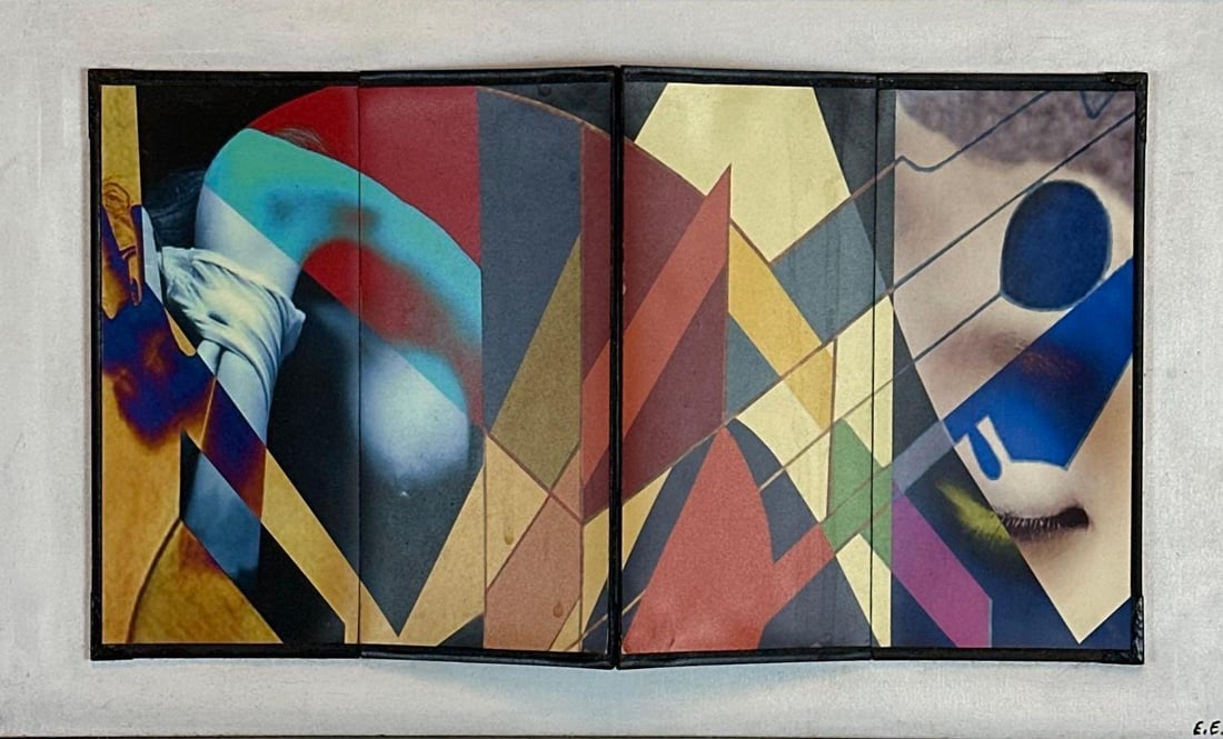 ERIC ERNST SIGNED ABSTRACT GEOMETRIC MIXED MEDIA COLLAGE (1 of 8)