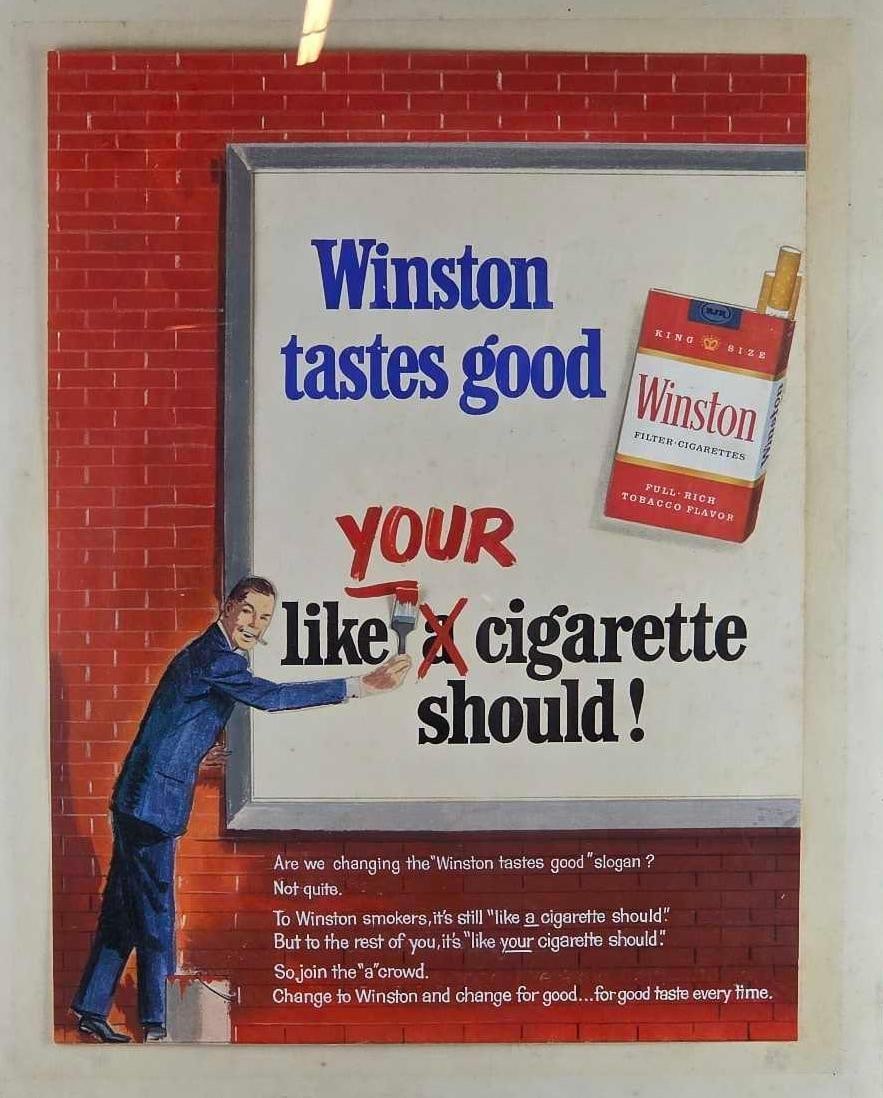VINTAGE R.J. REYNOLDS TOBACCO CO WINSTON CIGARETTES ORIGINAL ADVERTISING AGENCY MOCKUP (1 of 9)