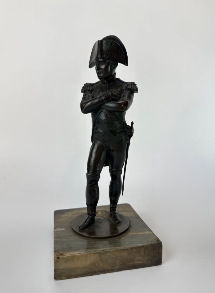 ANTIQUE FRENCH NAPOLEON BONAPARTE BRONZE SCULPTURE ON MARBLE BASE (1 of 9)