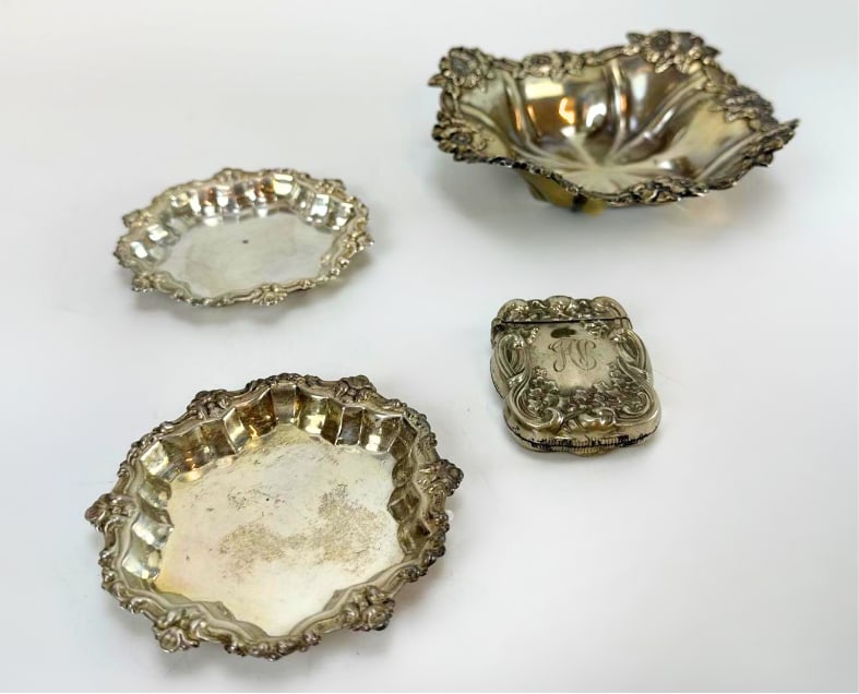 STERLING SILVER TRAYS AND LIGHTER CASE GROUP INCL. FRANK M. WHITING CO. (1 of 10)