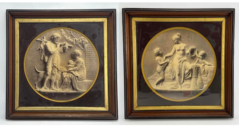PAIR OF FRAMED NEOCLASSICAL PLOTS AFTER BERTEL THORVALDSEN CLASSICAL SCULPTURAL RELIEFS (1 of 14)