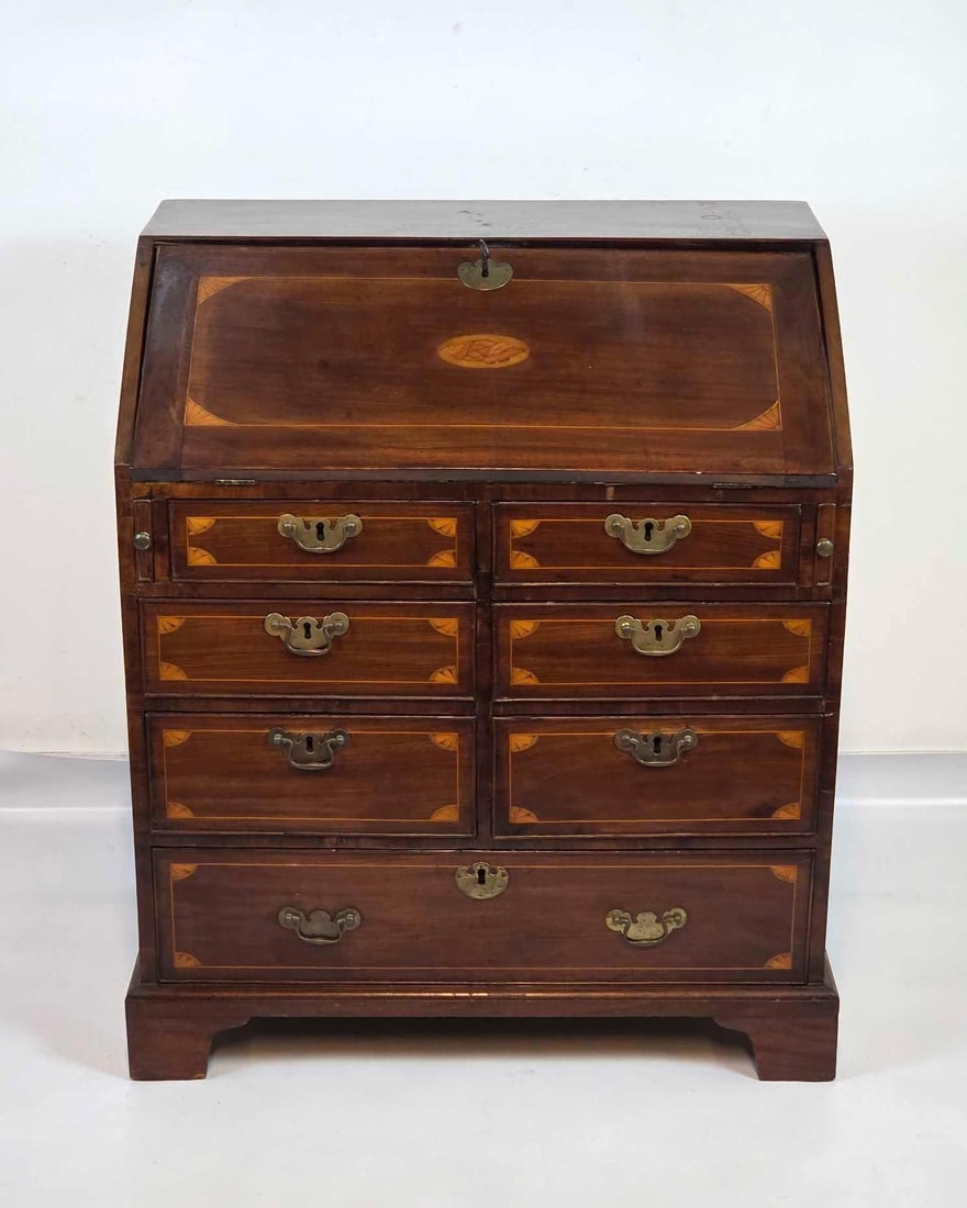 FINE INLAID MAHOGANY 18TH CENTURY SLANT FRONT DESK (1 of 20)