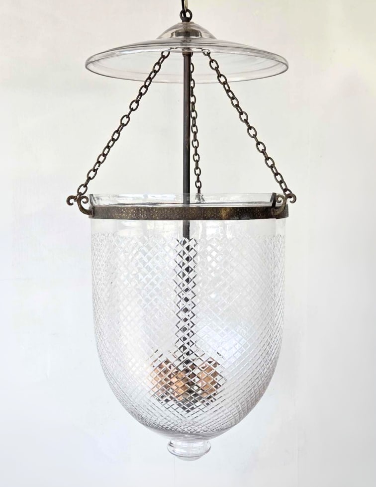 CUT GLASS BELL JAR SMOKE BELL LANTERN (1 of 12)