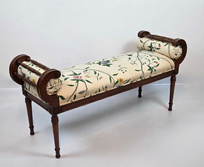 FRENCH EMPIRE STYLE MAHOGANY WINDOW BENCH (1 of 11)
