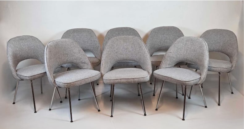 SET OF EIGHT EERO SAARINEN EXECUTIVE ARMLESS SIDE CHAIRS FOR KNOLL (1 of 11)