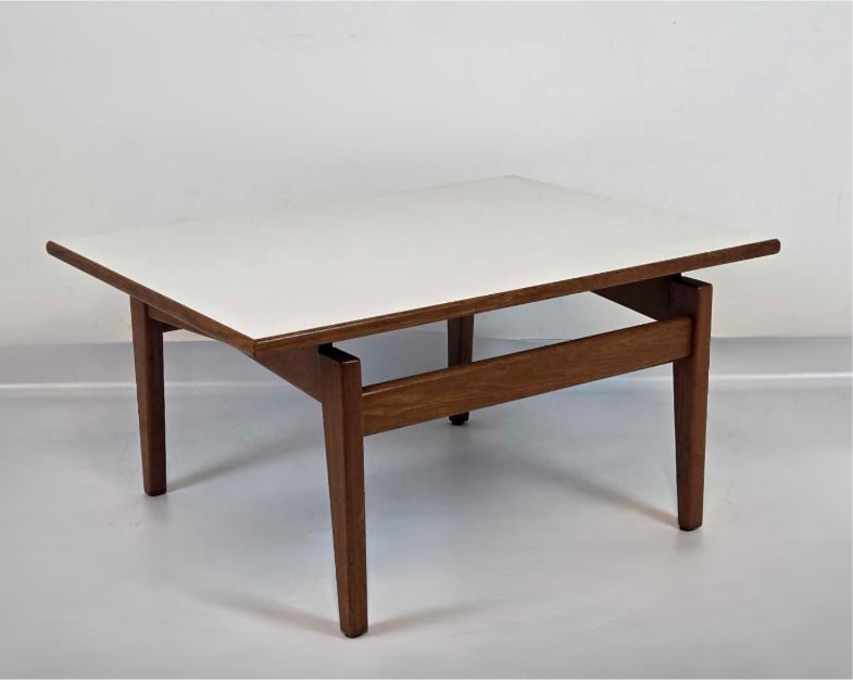 JENS RISOM DESIGN WALNUT AND LAMINATE FLOATING-TOP SIDE TABLE (1 of 13)