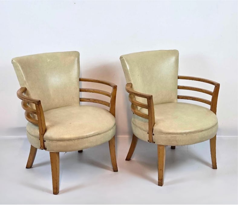 PAIR OF VINTAGE BARREL-BACK ARMCHAIRS (1 of 17)