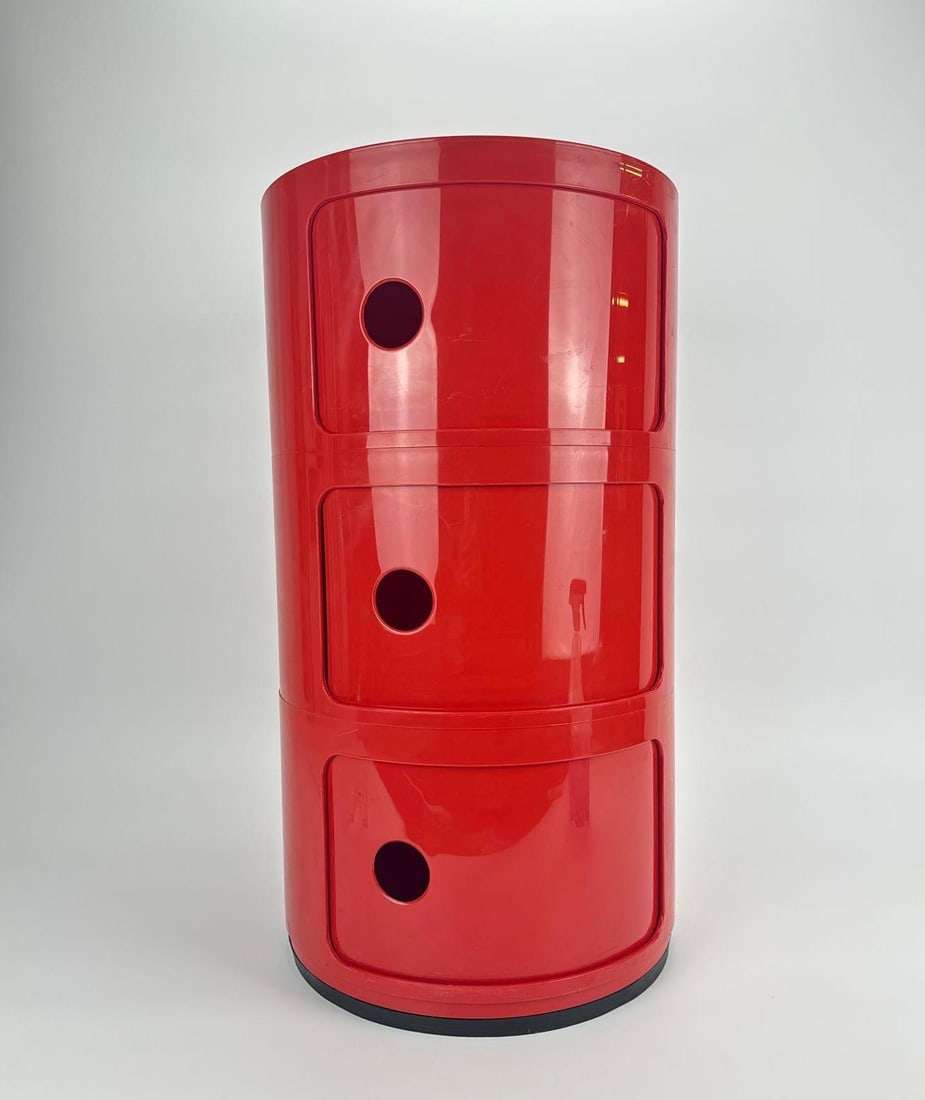 ANNA CASTELLI FERRIERI FOR KARTELL "COMPONIBILI" RED MODULAR STORAGE UNIT (3 OF 4) (1 of 8)