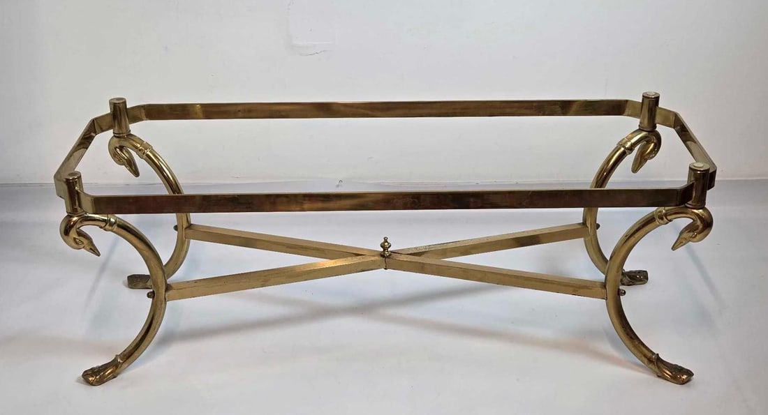 SWAN FIGURAL BRASS COFFEE/COCKTAIL TABLE BASE, MAISON JANSEN STYLE (1 of 12)