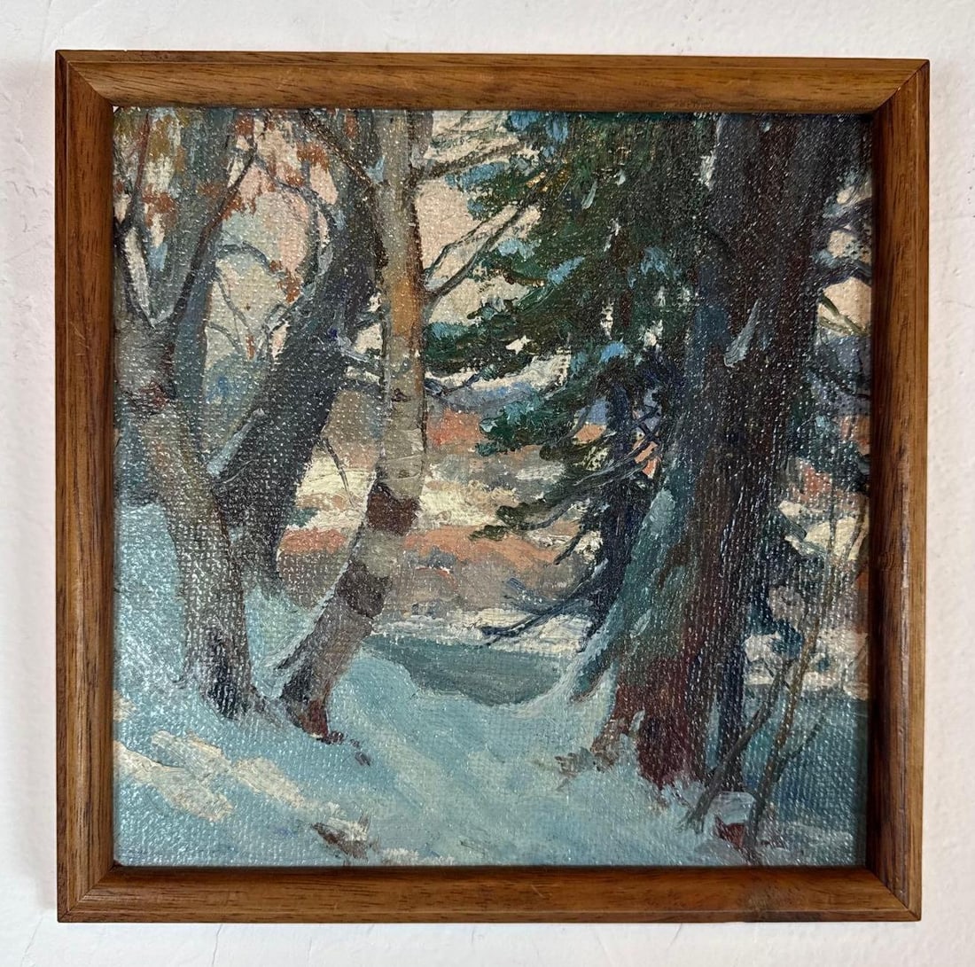 MOORE SMITH AMERICAN IMPRESSIONIST WINTER SNOW SCENE OIL PAINTING (1 of 3)