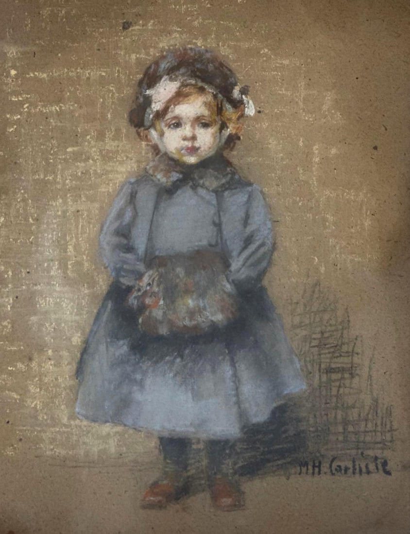 MARY HELEN CARLISLE IMPRESSIONIST PORTRAIT OF A YOUNG GIRL PASTEL ON PAPER (1 of 5)