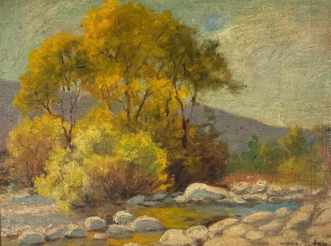 AMERICAN IMPRESSIONIST AUTUMN LANDSCAPE OIL PAINTING (1 of 6)