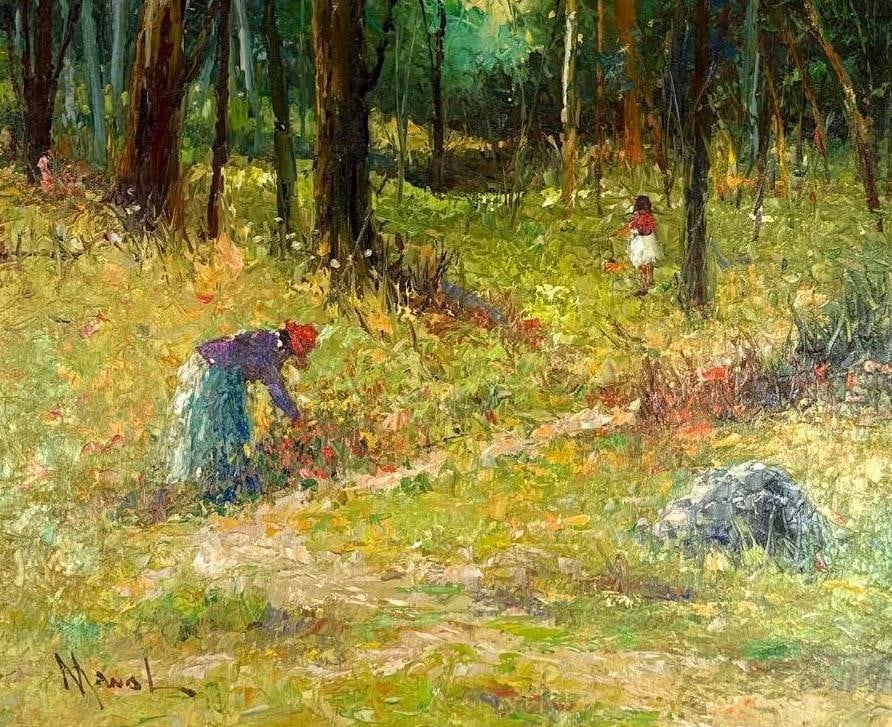 JOHN ADAMOS MANOL GREEK AMERICAN IMPRESSIONIST FOREST LANDSCAPE OIL PAINTING (1 of 6)