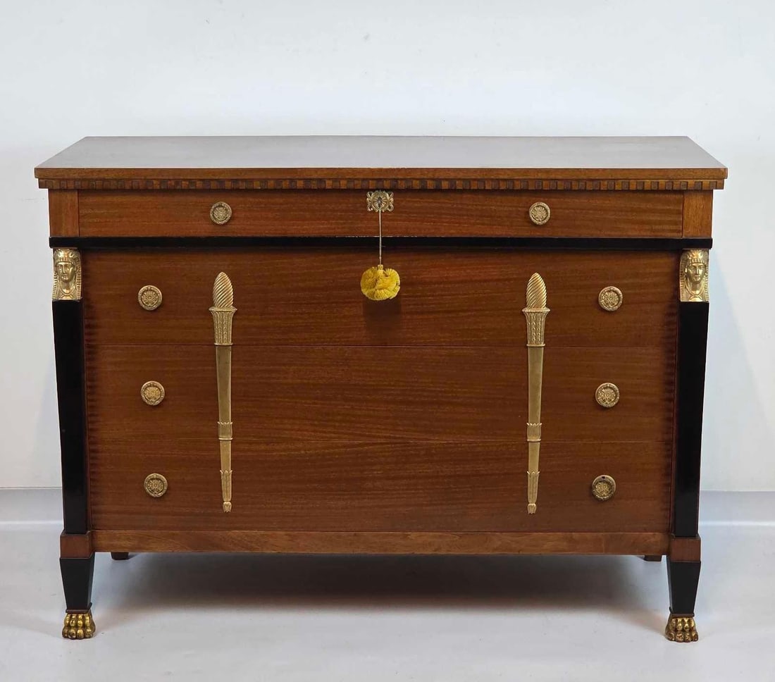 ITALIAN EMPIRE STYLE CHERRYWOOD EBONIZED FRUITWOOD ORMOLU MOUNTED CHEST/ COMMODE (1 of 17)