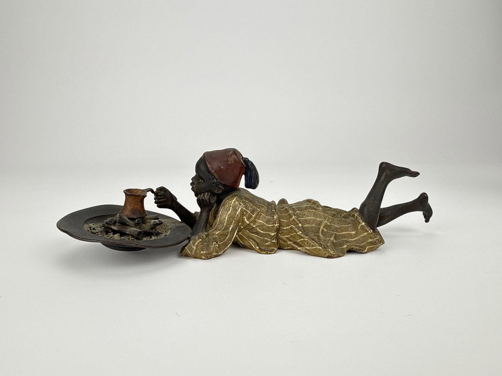 ANTIQUE FRANZ BERGMAN SIGNED ORIENTALIST AUSTRIAN COLD PAINTED BRONZE BOY COFFEE MAKER (1 of 12)