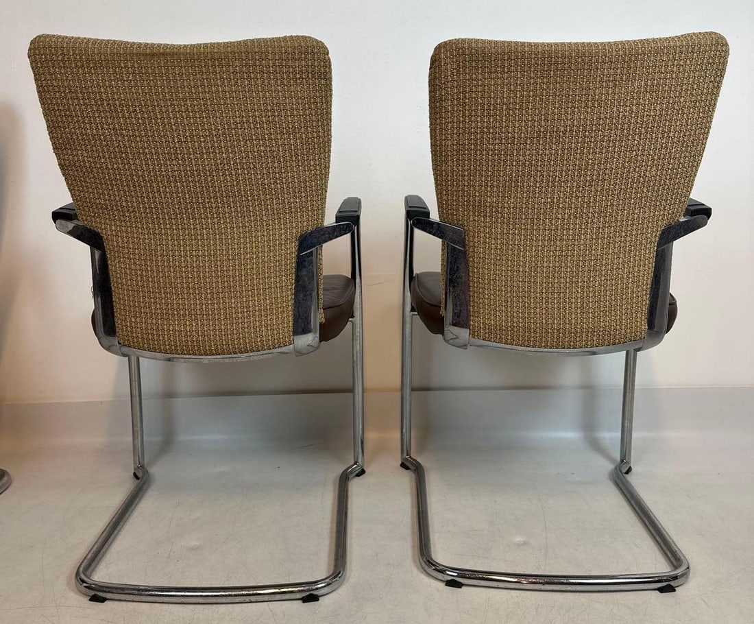 SET OF 4 VINTAGE HAWORTH CHROME CANTILEVER ARMCHAIRS MID-CENTURY MODERN STYLE - 5
