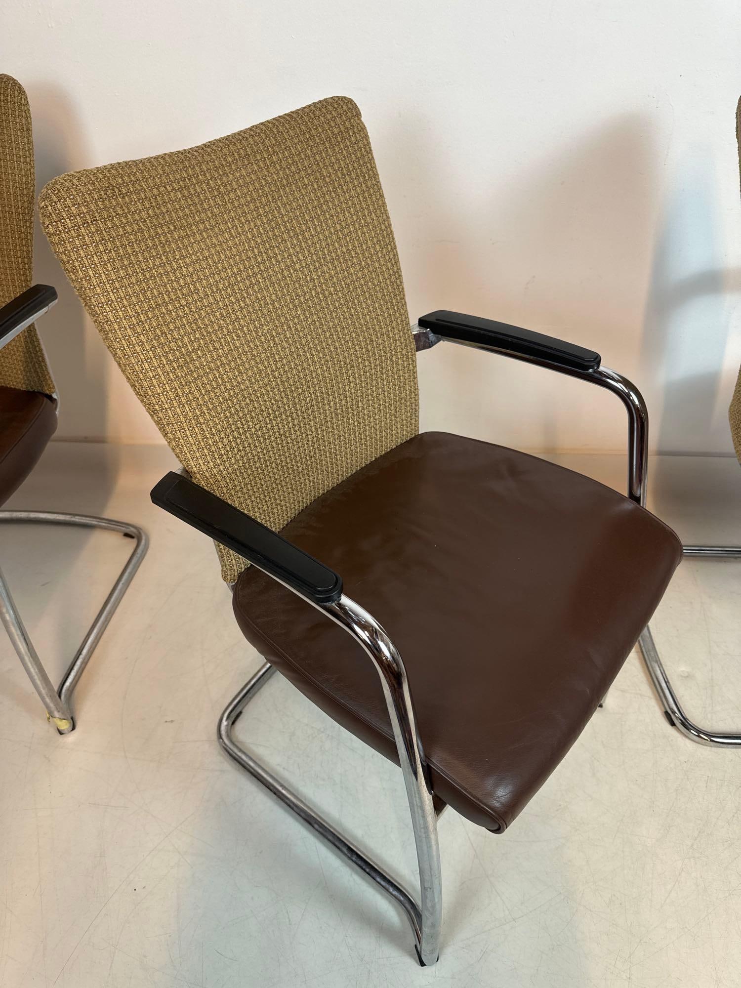 SET OF 4 VINTAGE HAWORTH CHROME CANTILEVER ARMCHAIRS MID-CENTURY MODERN STYLE - 6