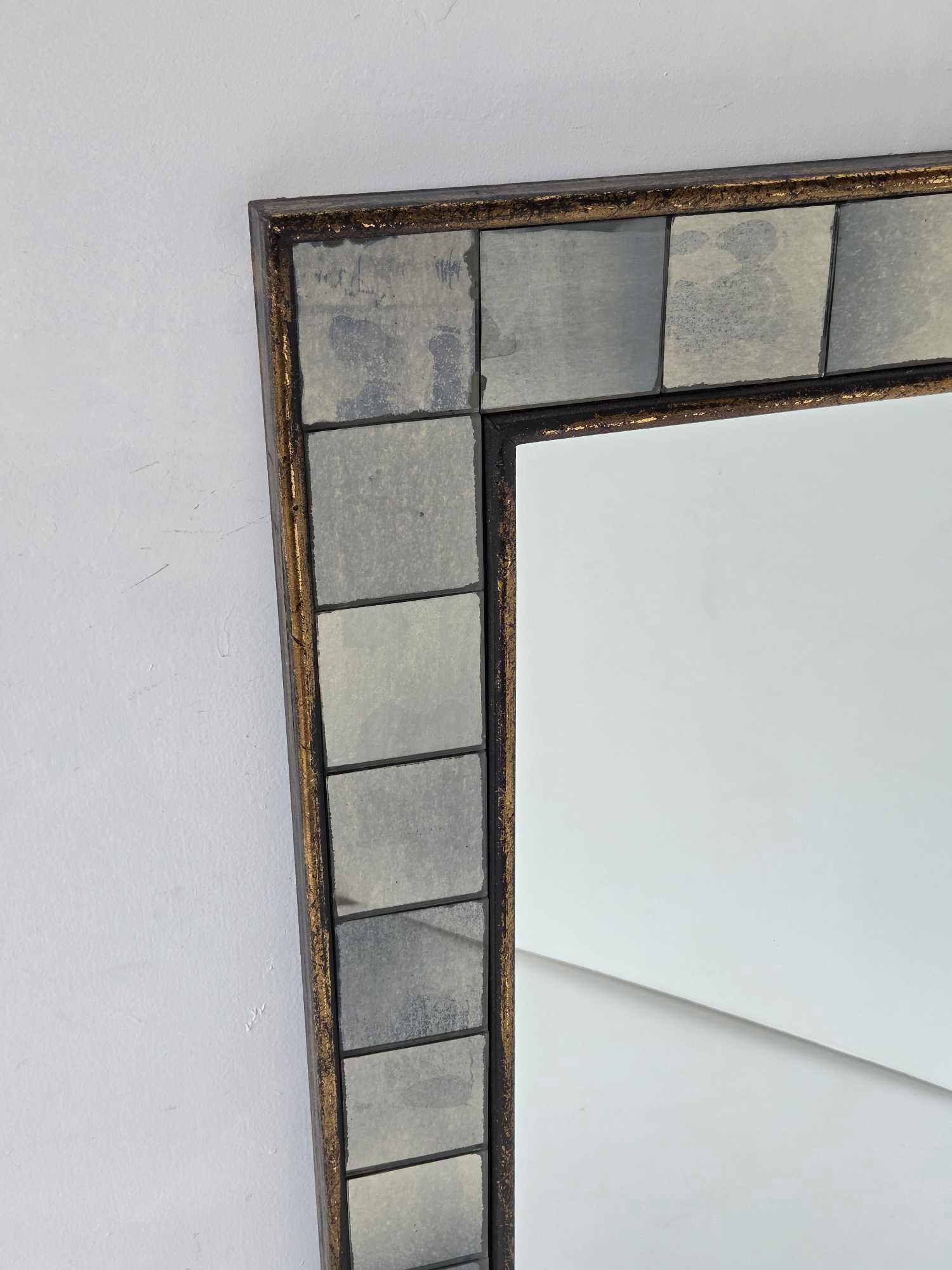 HOLLYWOOD REGENCY STYLE MIRRORED TILE RECTANGULAR WALL MIRROR - 5