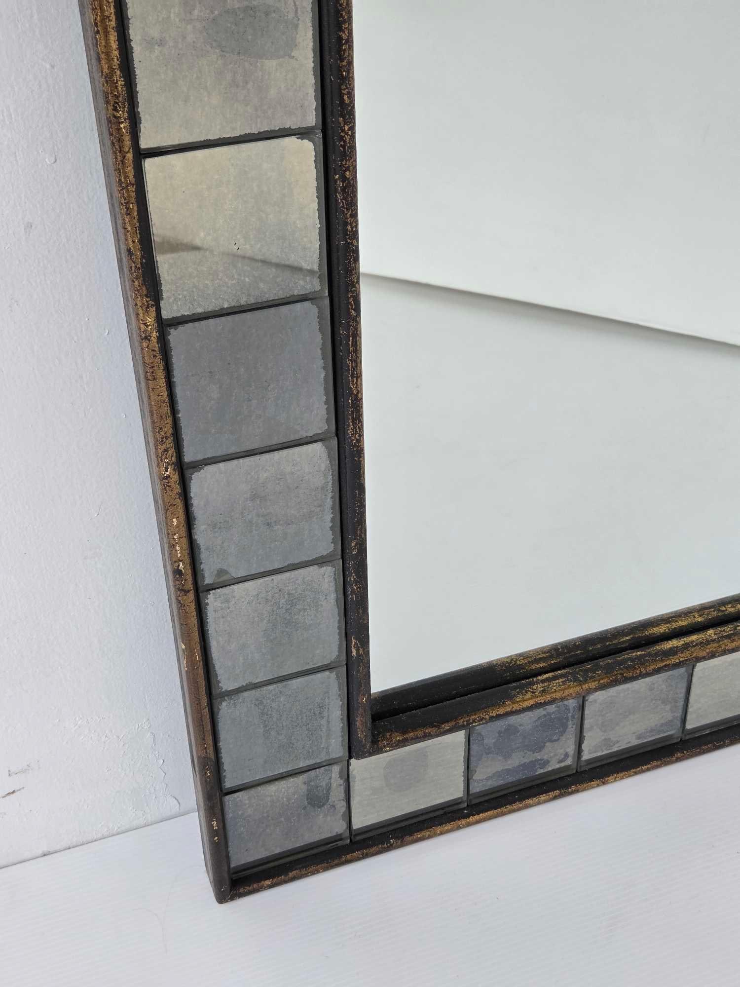 HOLLYWOOD REGENCY STYLE MIRRORED TILE RECTANGULAR WALL MIRROR - 6
