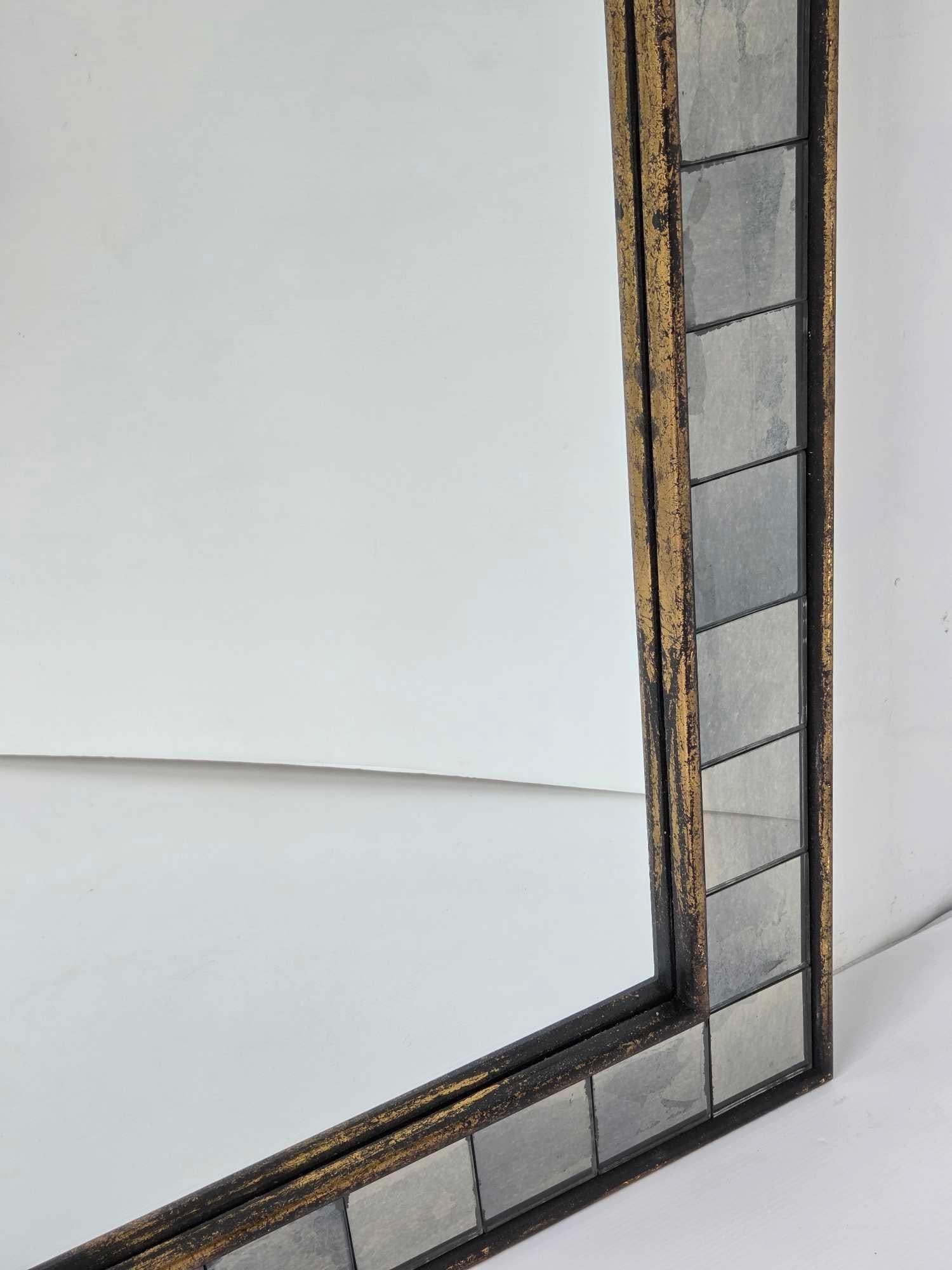 HOLLYWOOD REGENCY STYLE MIRRORED TILE RECTANGULAR WALL MIRROR - 7