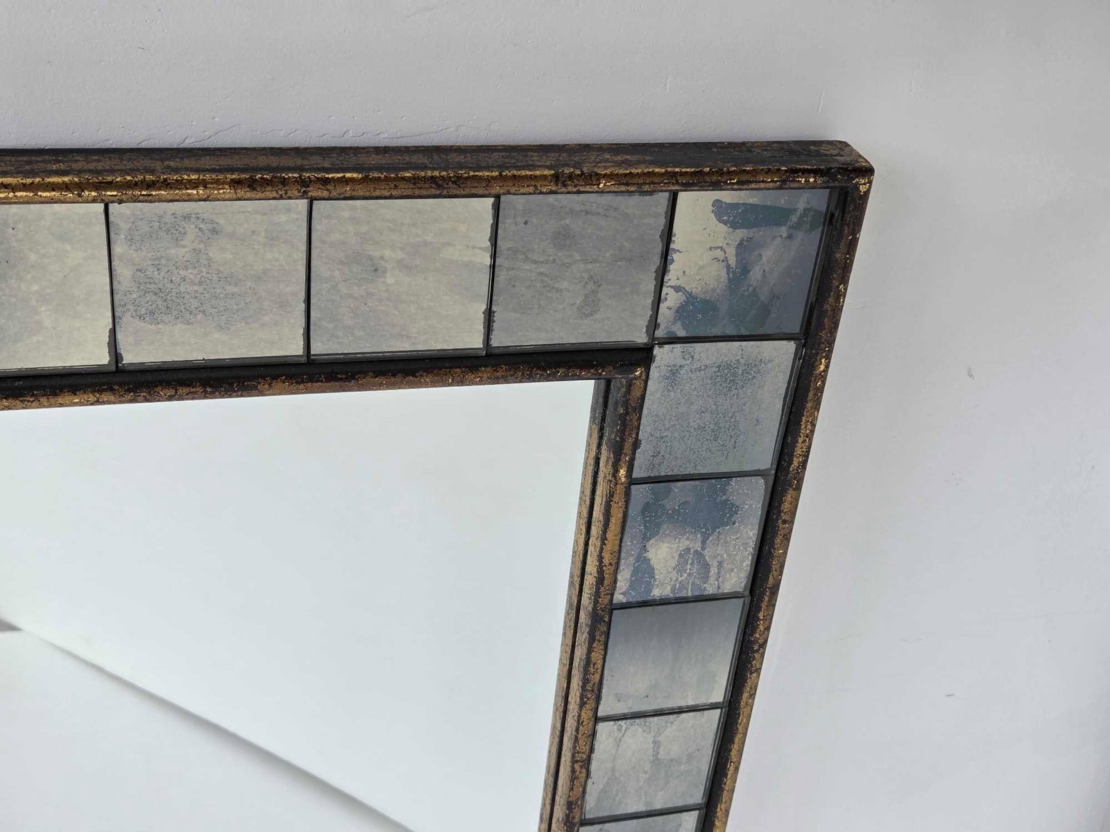 HOLLYWOOD REGENCY STYLE MIRRORED TILE RECTANGULAR WALL MIRROR - 8