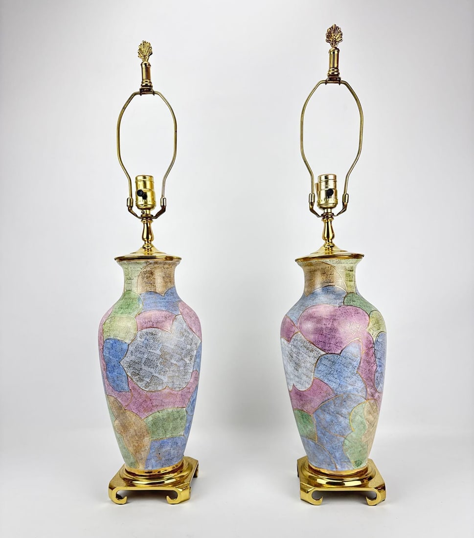 LIKELY FREDERICK COOPER PAIR OF PASTEL TABLE LAMPS (1 of 14)