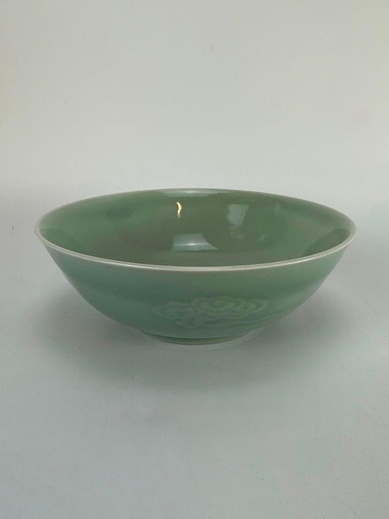 CHINESE CELADON GLAZED PORCELAIN BOWL WITH QIANLONG MARK (1 of 9)