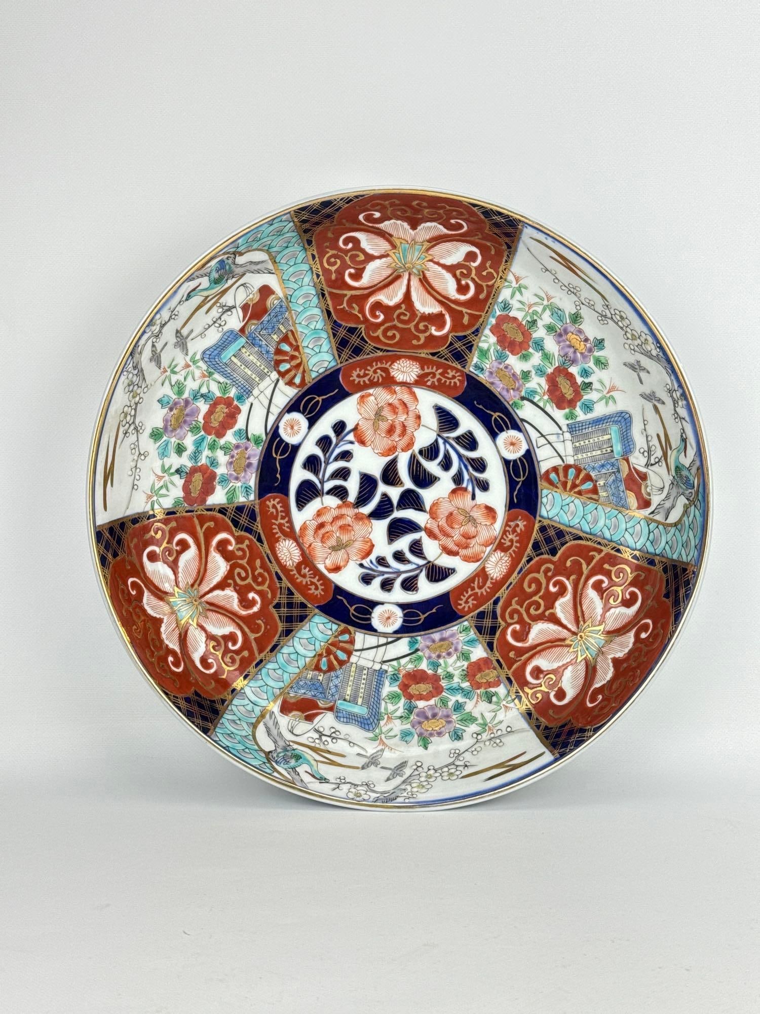 ANTIQUE JAPANESE IMARI ARITA PORCELAIN LARGE FLORAL CHARGER BOWL (1 of 14)