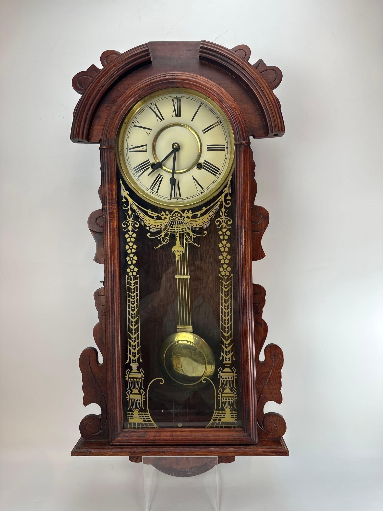 WALNUT REGULATOR WALL CLOCK (1 of 7)