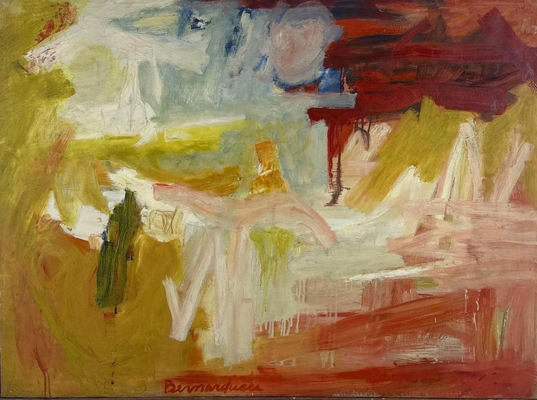 FRANK BERNARDUCCI MID-CENTURY MODERN ABSTRACT EXPRESSIONIST OIL PAINTING 48" X 36" (1 of 9)