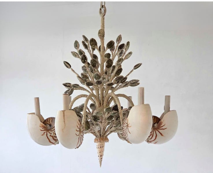 VINTAGE SHELL MOTIF SIX LIGHT CHANDELIER (1 of 18)