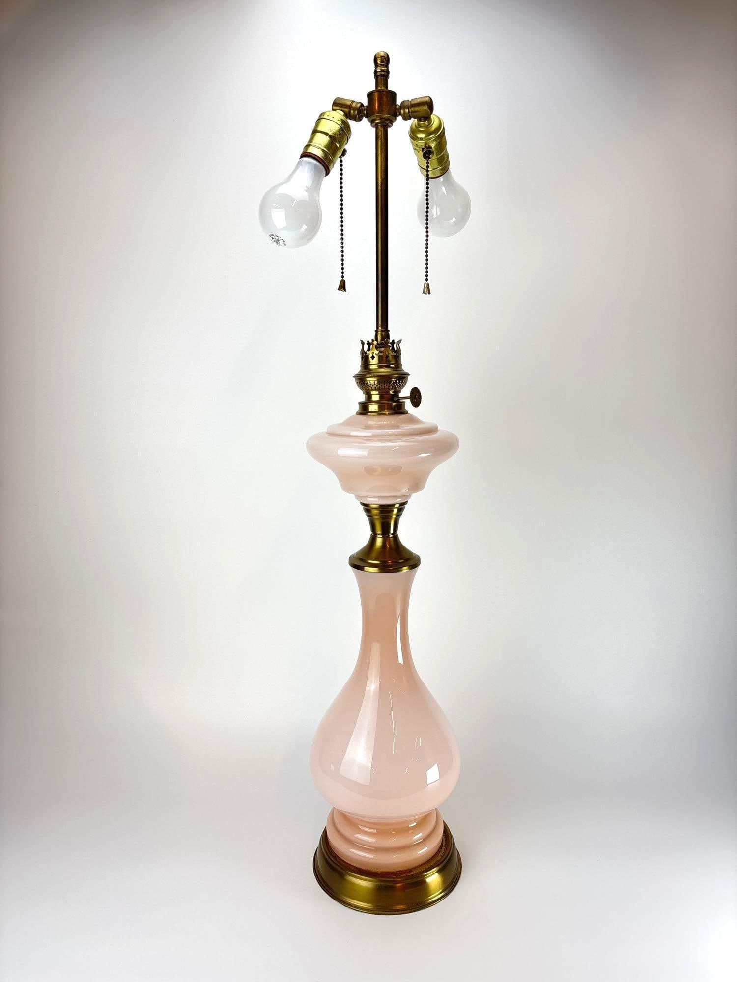 KOSMOS BENCINI ELECTRIFIED PINK OPALINE GLASS OIL LAMP (1 of 11)