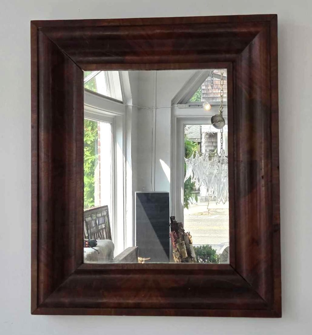 19TH CENTURY AMERICAN EMPIRE MAHOGANY VENEER OGEE WALL MIRROR (1 of 10)
