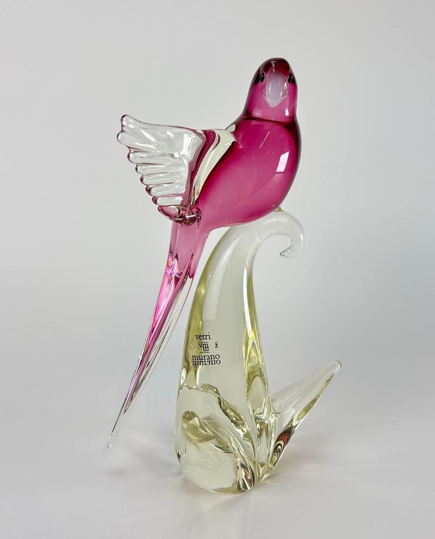 FORMIA MURANO PINK ART GLASS PARAKEET FIGURE (1 of 16)