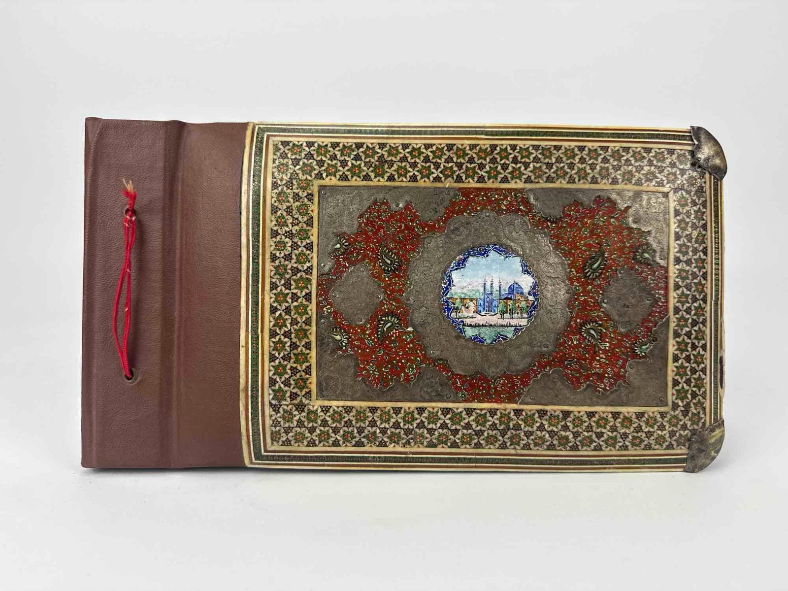 ISFAHAN PERSIAN KHATAMKARI & ENGRAVED SILVER COVERED PHOTO ALBUM WITH MINAKARI ENAMEL (1 of 15)