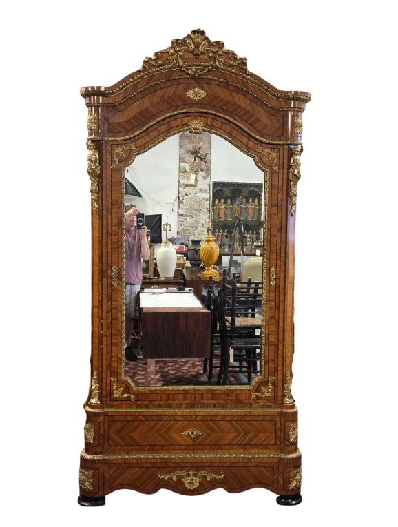 EXCEPTIONAL FRENCH INLAID BRONZE MOUNTED MIRRORED DOOR ARMOIRE (1 of 20)