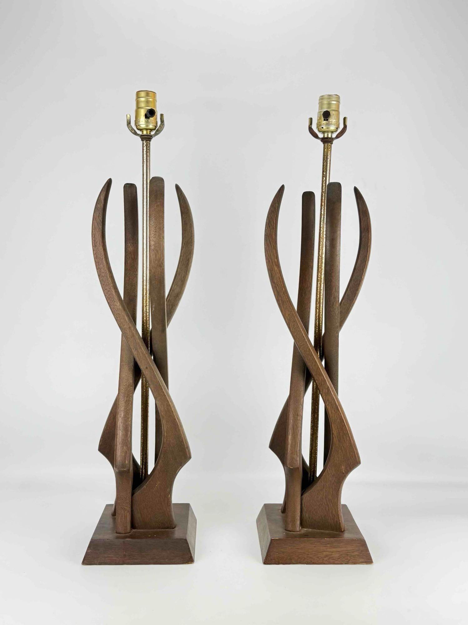 PAIR OF MID CENTURY MODERN SCULPTURAL DANISH STYLE TABLE LAMPS (1 of 10)