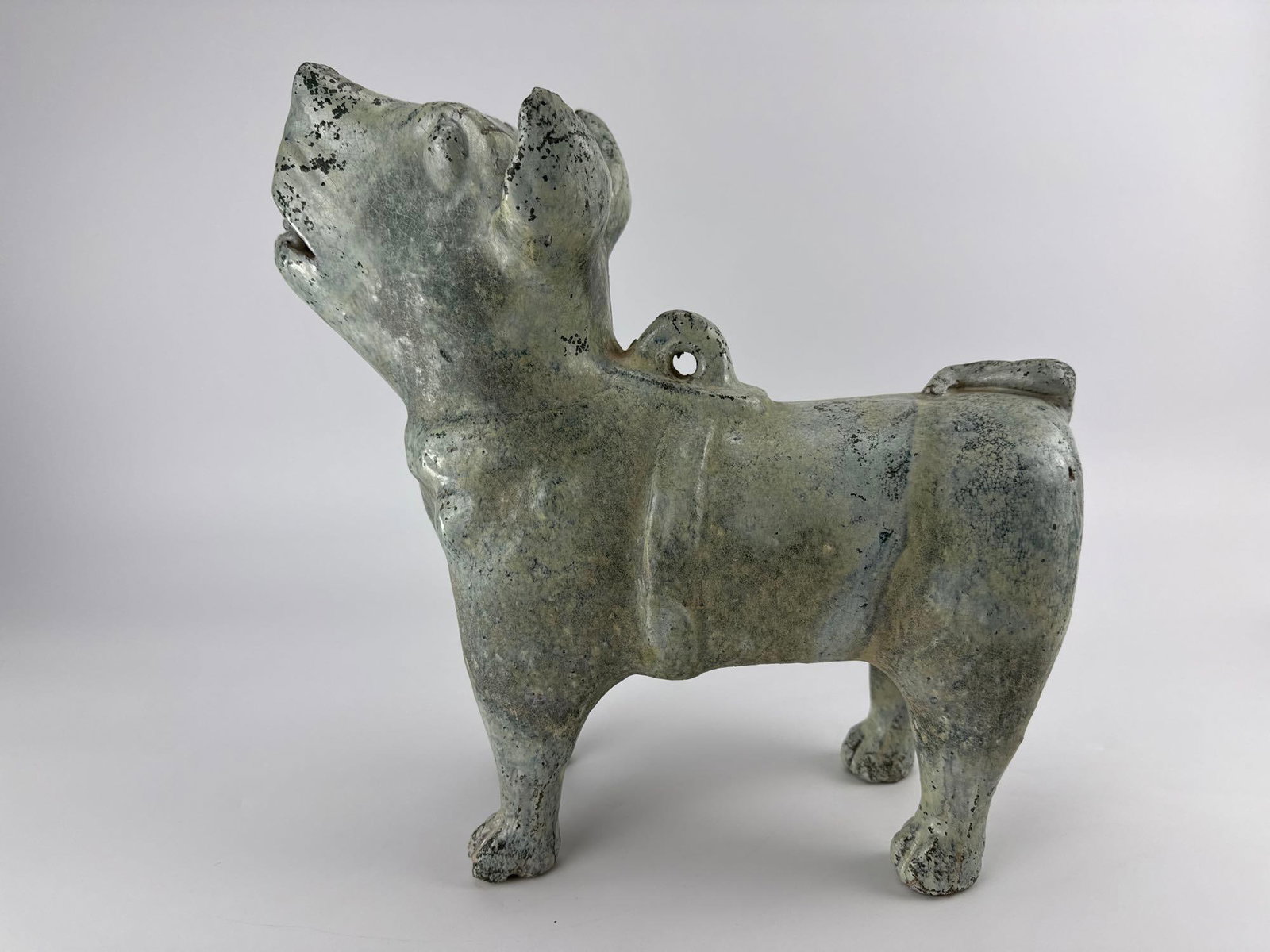 CHINESE HAN DYNASTY STYLE GREEN GLAZED POTTERY TOMB GUARDIAN DOG (1 of 11)