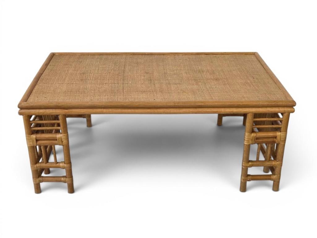 LARGE RATTAN AND BAMBOO FRETWORK COFFEE TABLE (1 of 14)
