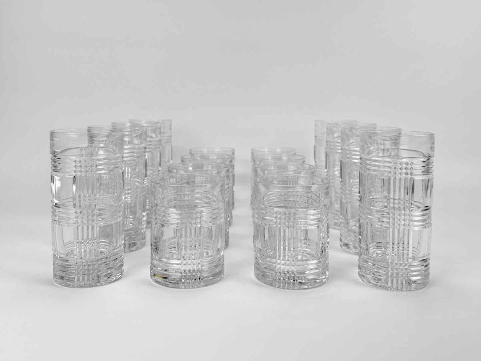 RALPH LAUREN GLEN PLAID CUT CRYSTAL BARWARE, SET OF SIXTEEN (16) (1 of 14)