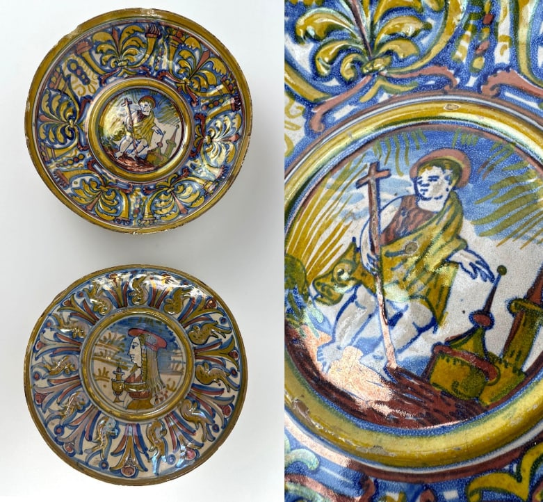 PAIR OF ANTIQUE ITALIAN UMBRIAN DERUTA MAIOLICA LUSTREWARE CERAMIC PLATES (1 of 14)