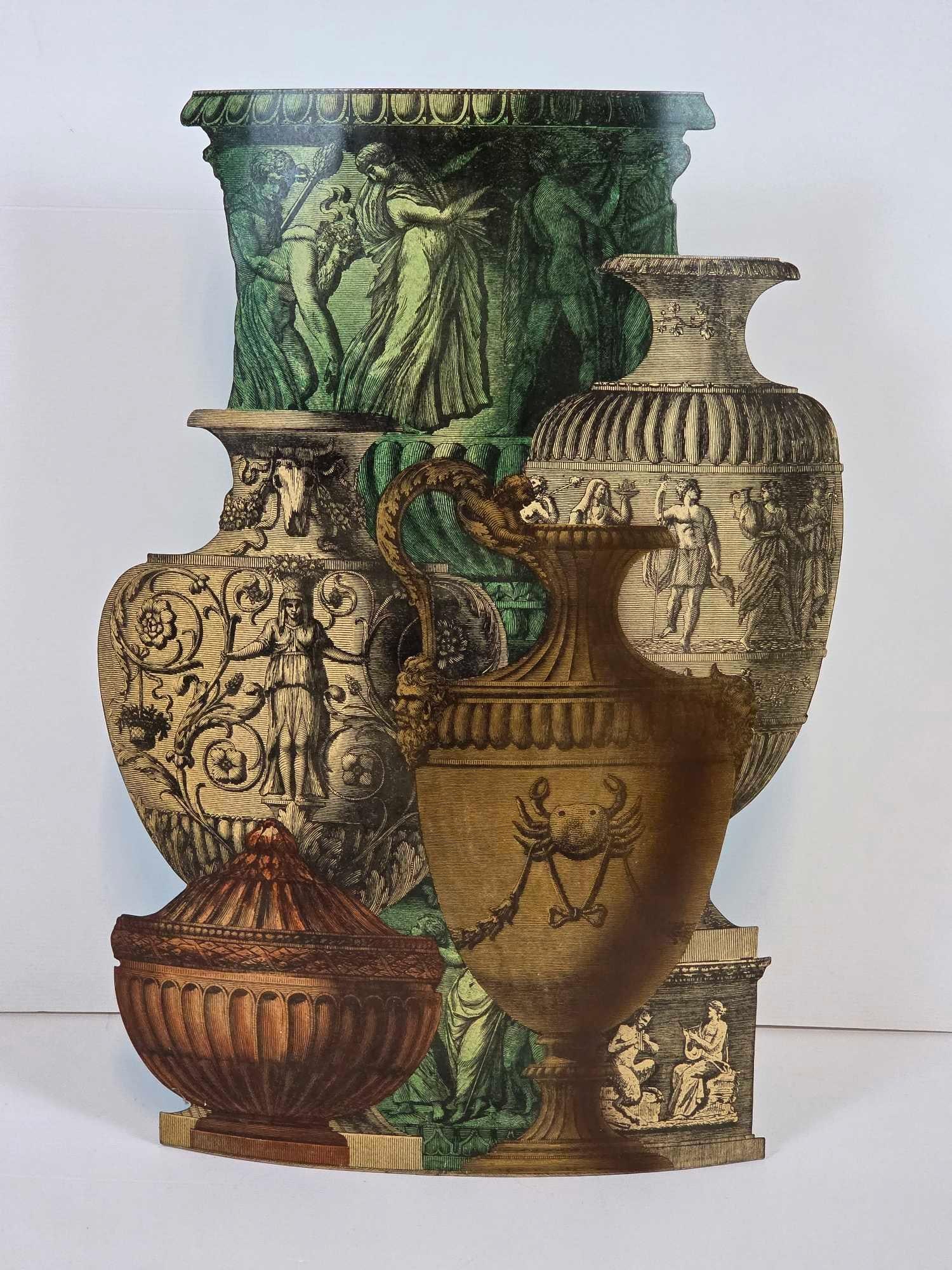 FORNASETTI URN-MOTIF LITHOGRAPHED METAL UMBRELLA STAND, CIRCA 1950 (1 of 15)