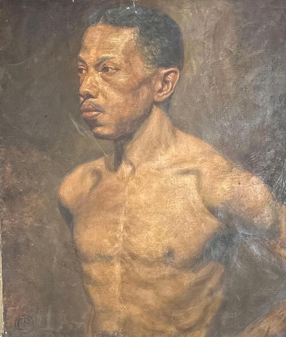 CARL BAUDREXLER OIL PAINTING ON CANVAS YOUNG MAN SIGNED ON VERSO: Academic oil study of a young man Approximate Dimensions: 24" x 20" Artist or Maker: Carl Baudrexler Provenance: From a New York Collector Notes: Although care is taken to photograph and descr