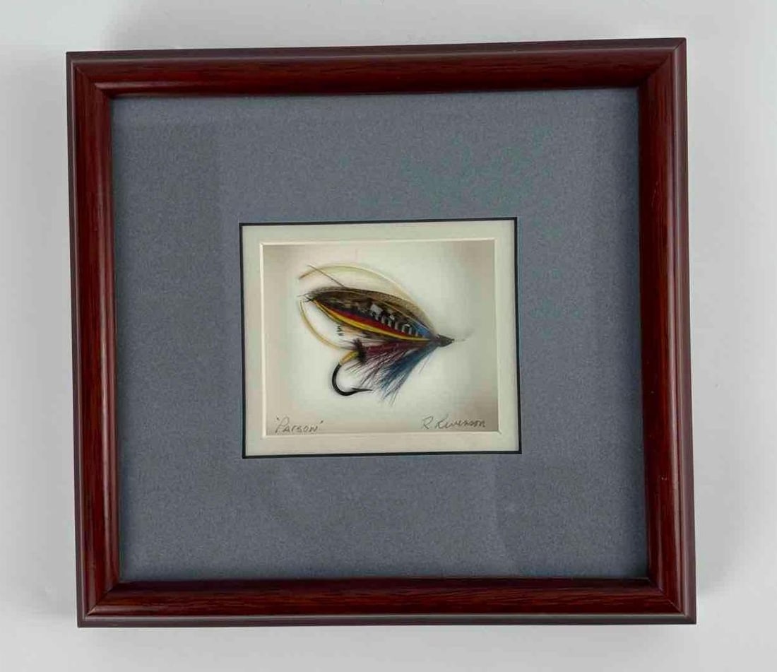 FRAMED CLASSIC SALMON FLY, "PARSON" PATTERN, SIGNED (1 of 8)