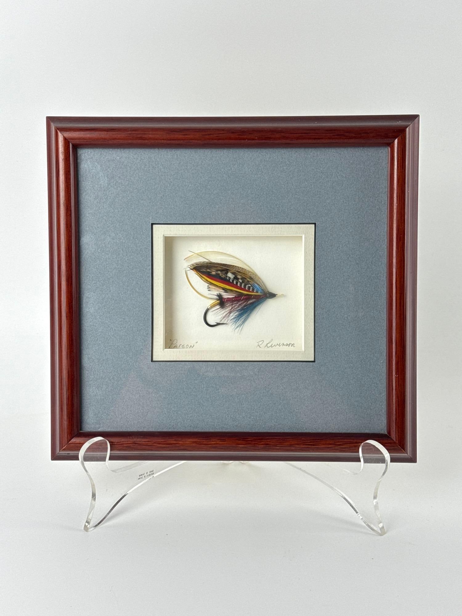 FRAMED CLASSIC SALMON FLY, "PARSON" PATTERN, SIGNED - 8
