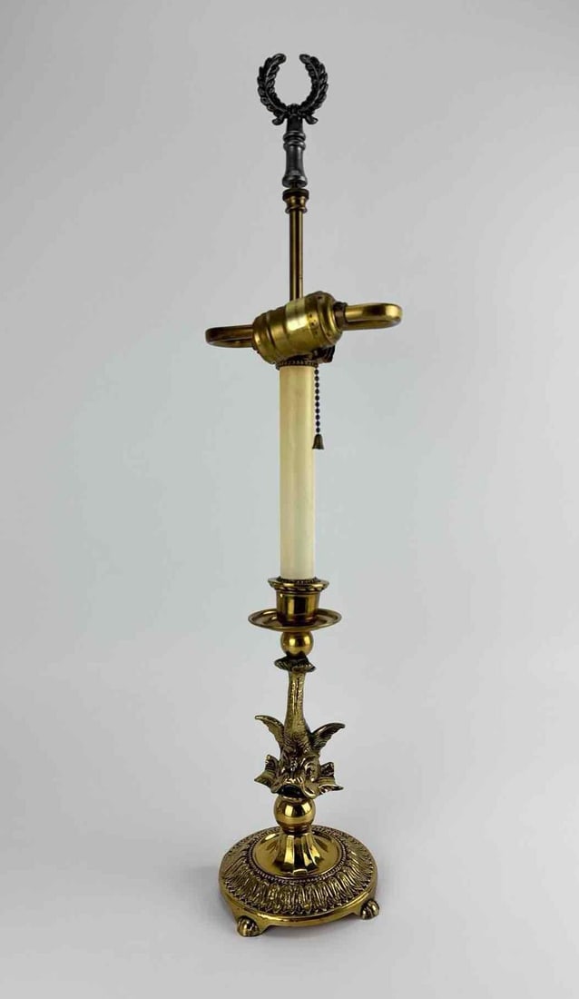 PAUL HANSON STYLE BRASS DOLPHIN TABLE LAMP (1 of 12)