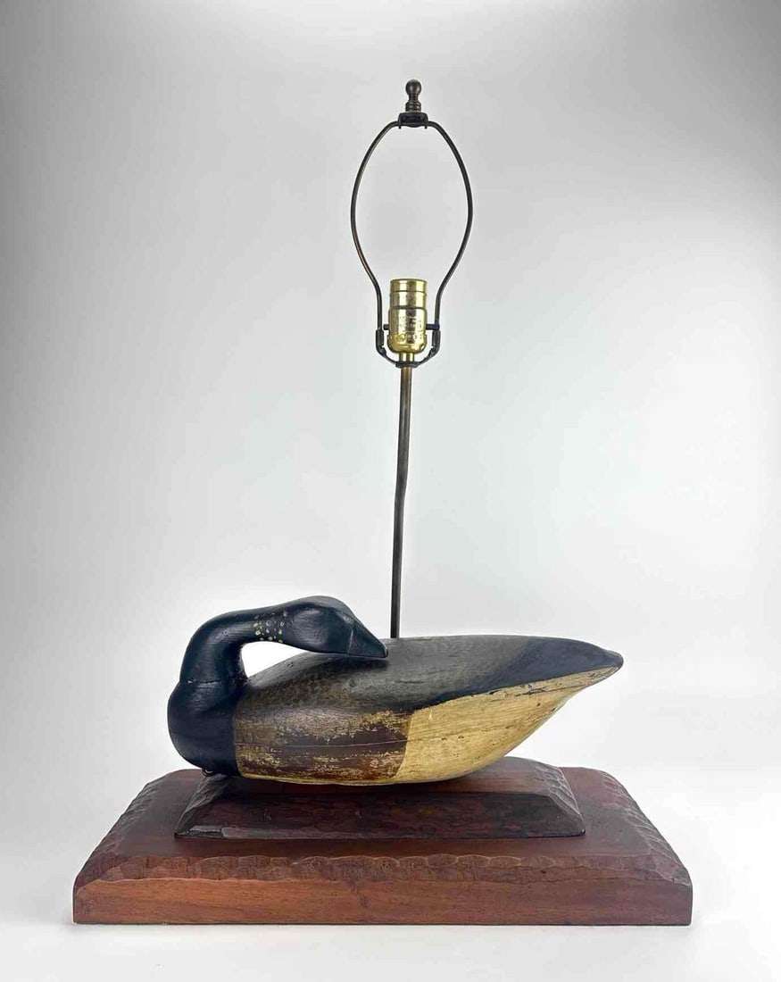 CANADA GOOSE DECOY TABLE LAMP, CARVED WOOD (1 of 14)